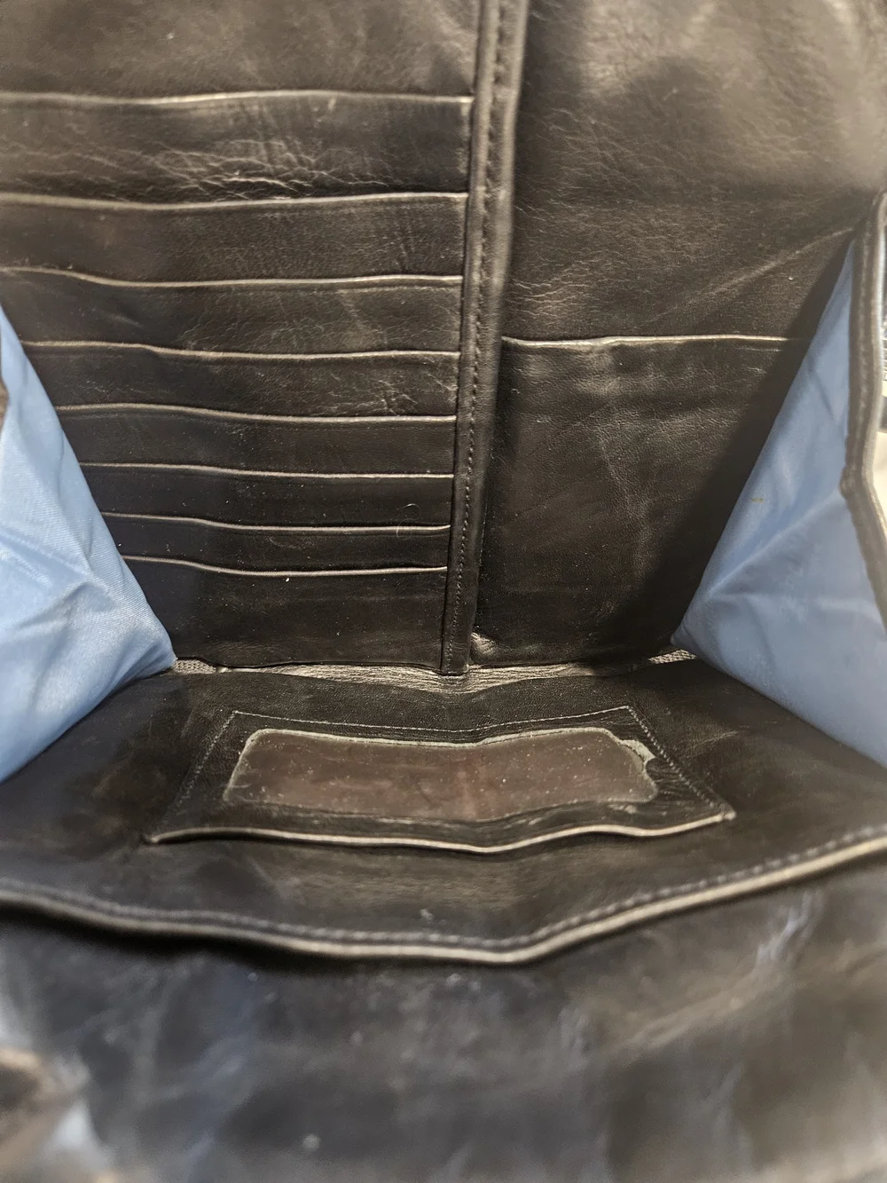 Vintage Perlina NY Black Leather Travel Crossbody Organizer Bag